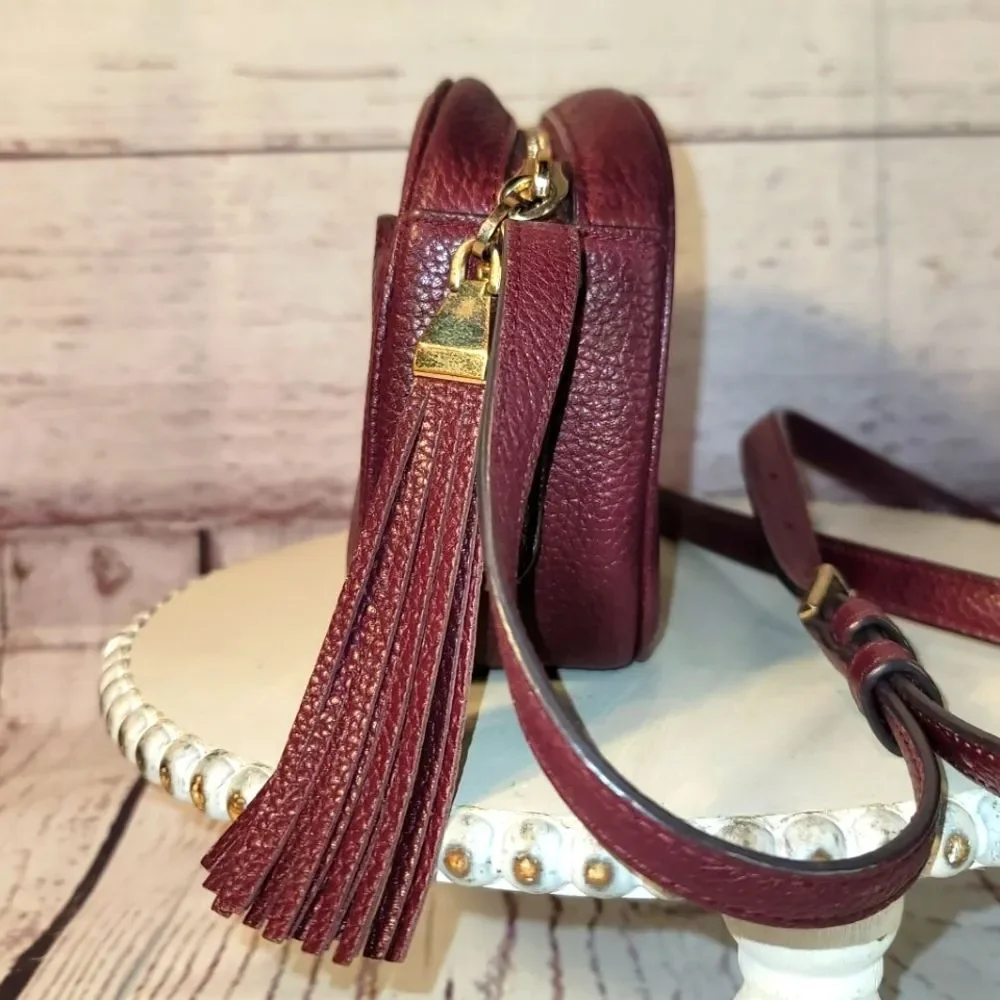 Kate Spade NY Kourtney Burgundy/Maroon/Wine Leather Camera Crossbody Bag